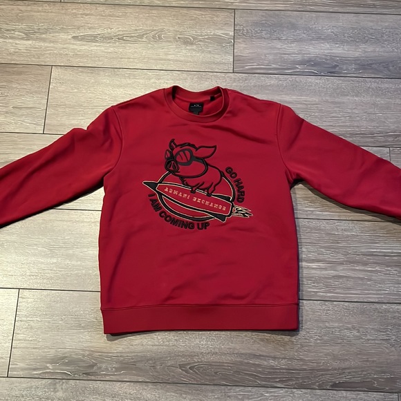 Armani Exchange embroidered red crew sweater - Picture 9 of 15